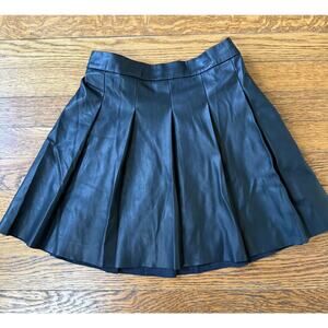 Crewcuts Girls' Black Pleather Pleated Skirt Size 6-7